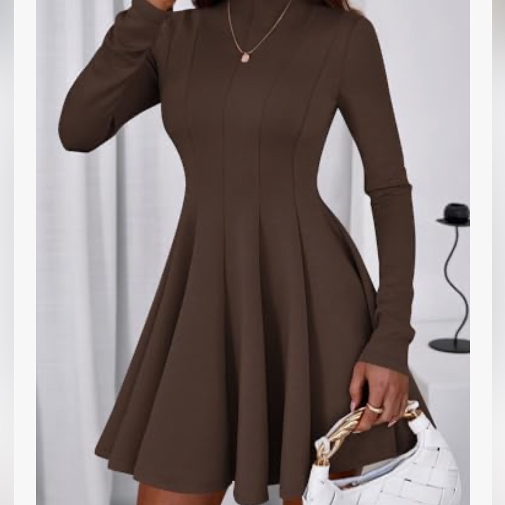 Zesica Elegant Brown Long Sleeve Dress Sz S Women